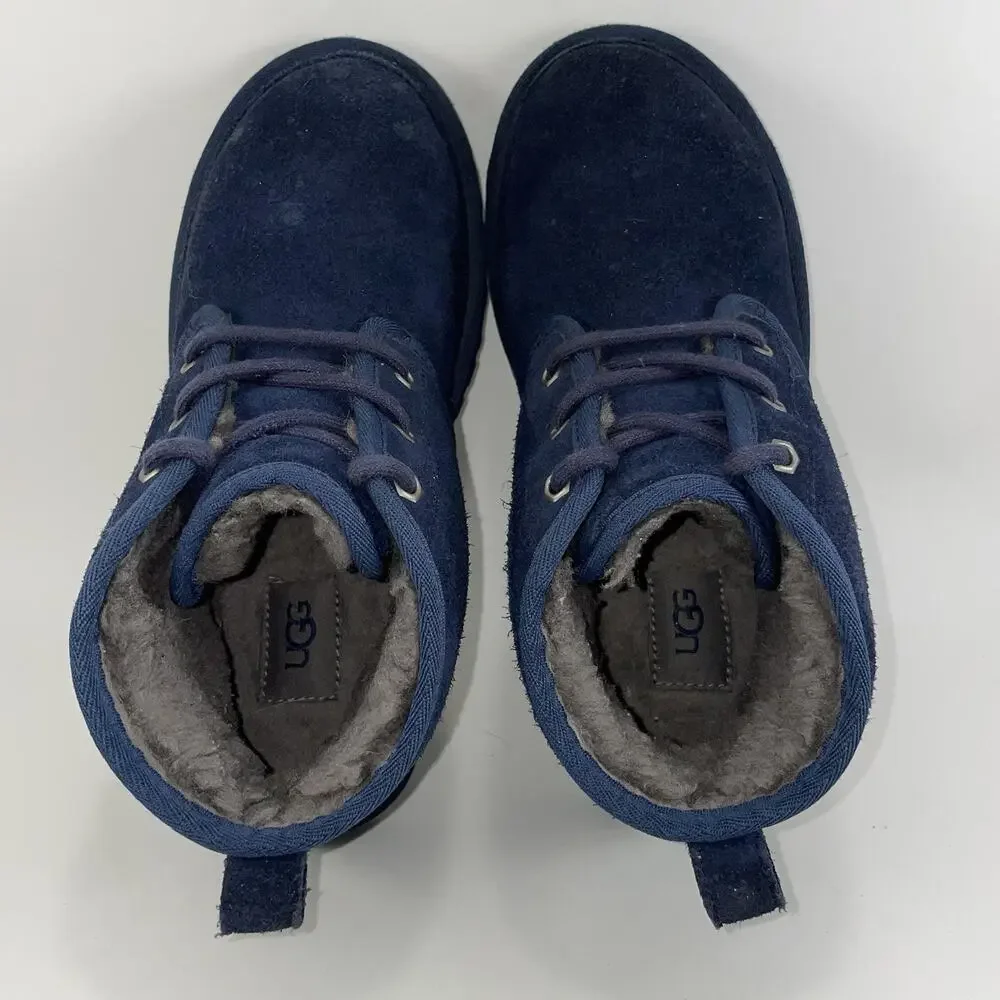 UGG Neumel Shearing Lined Chukka Boots Youth Mens Size 6 Navy Blue Suede